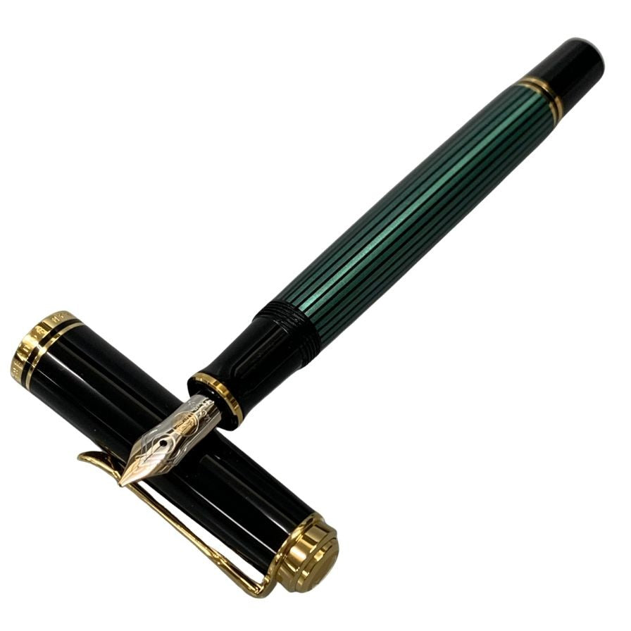 ペリカン 万年筆 スーベレーン 緑縞 ストライプ ペン先14C-585 F字 PELIKAN Souveran【AFI14】