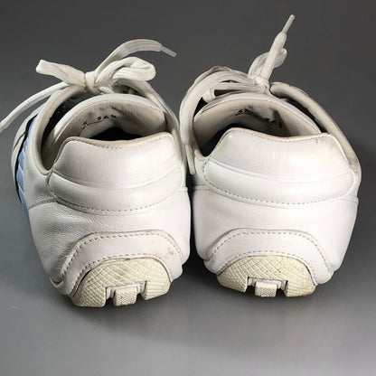 プラダ ドライビングシューズ レザー 505 ホワイト×ブルー レディース サイズ36.5 PRADA 約23.5cm【AFC42】