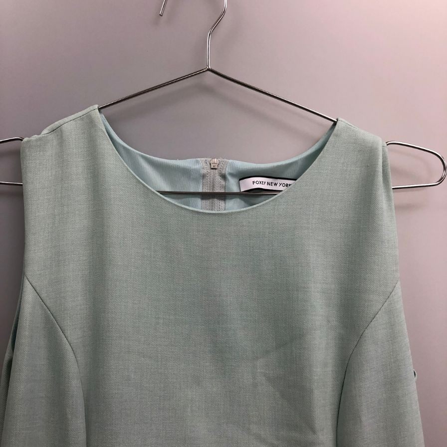 美品◆フォクシーニューヨーク ノースリーブワンピース 35722-NA0FG905L レディース ブルー サイズ40 FOXEY NEW YORK 【AFB36】