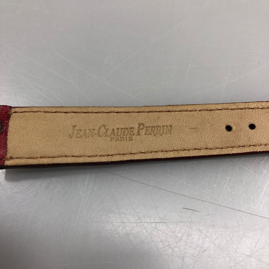 ジャン クロード ペラン 腕時計用レザーベルト オーストリッチ 16mm14mm レッド系 尾錠バネ棒無し JEAN CLAUDE PERRIN【AFI2】
