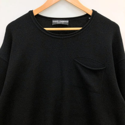 極美品◆ドルチェ&ガッバーナ カシミア100% ラウンドネック トップス セーター レデイース サイズ42 ブラック DOLCE & GABBANA 【AFB45】