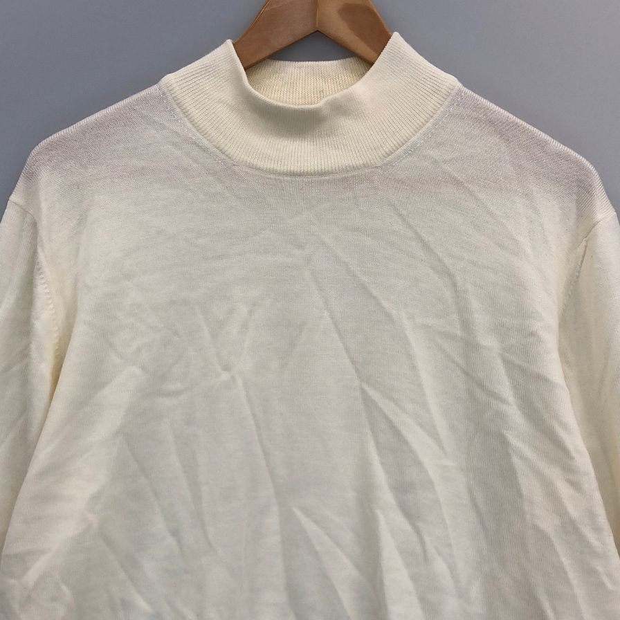 美品◆グランサッソ ニット  モックネック ラナウール メンズ ホワイト サイズ52 Gran Sasso 【AFB13】