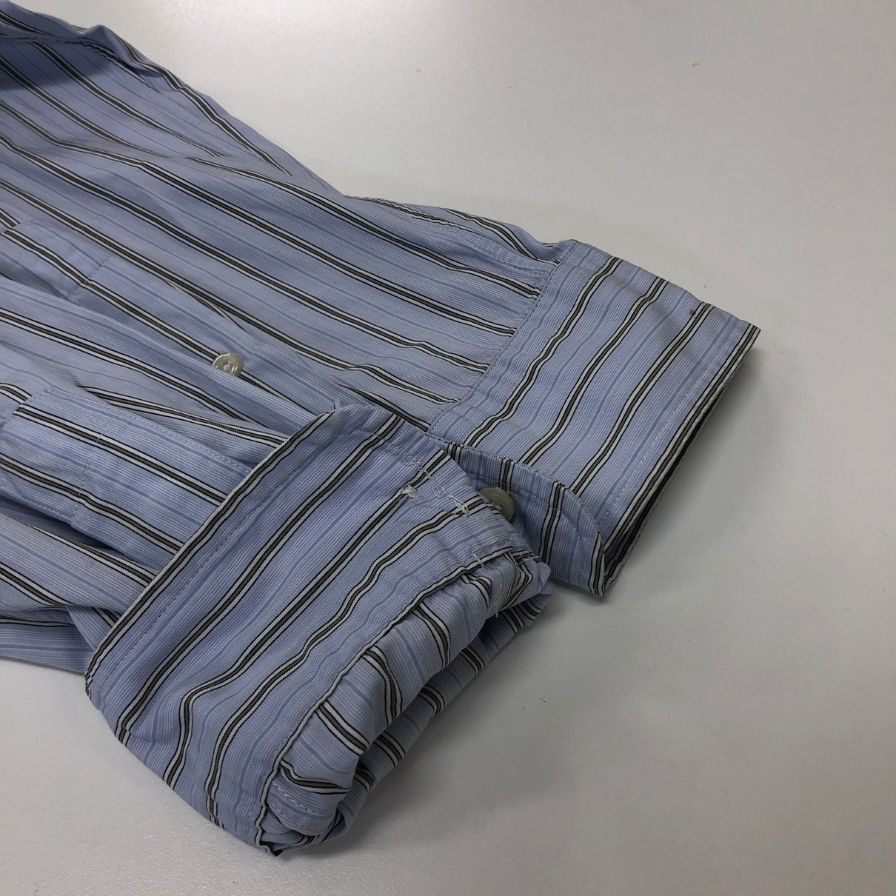 美品◆ラルフローレン ボタンダウンシャツ 90S ストライプ ブルー系 メンズ サイズL Ralph Lauren 【AFB51】