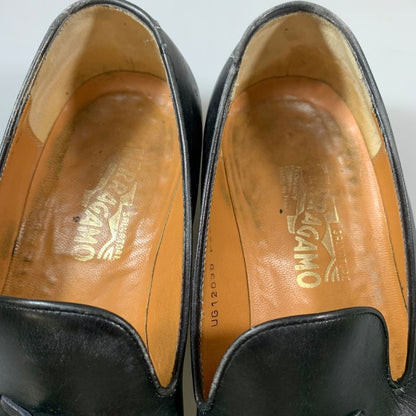 フェラガモ タッセルローファー UG12030 パンチドキャップトゥ カーフ ブラック サイズUK8.5 2E メンズ Salvatore Ferragamo 約27.5cm【AFC6】