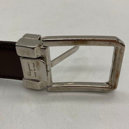 サルヴァトーレフェラガモ レザーベルト ブラック シルバー金具 メンズ Salvatore Ferragamo【AFI7】