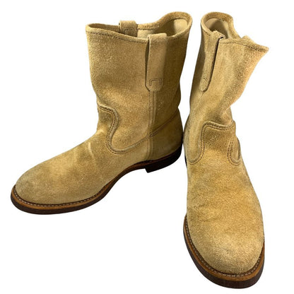 レッドウィング ペコスブーツ スエード ベージュ US9E メンズ RED WING 約27.0cm【PTM1】
