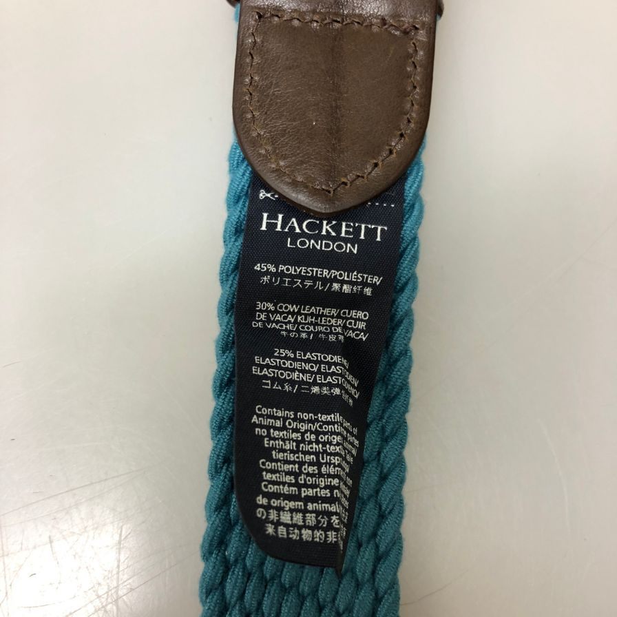 ハケットロンドン メッシュベルト 伸縮 イングランド製 メンズ サイズL ターコイズブルー HACKETT LONDON【AFI15】