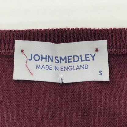 美品◆ジョンスメドレー ニット ロングスリーブニット Vネック ボルドー メンズ サイズS JOHN SMEDLEY 【AFB14】