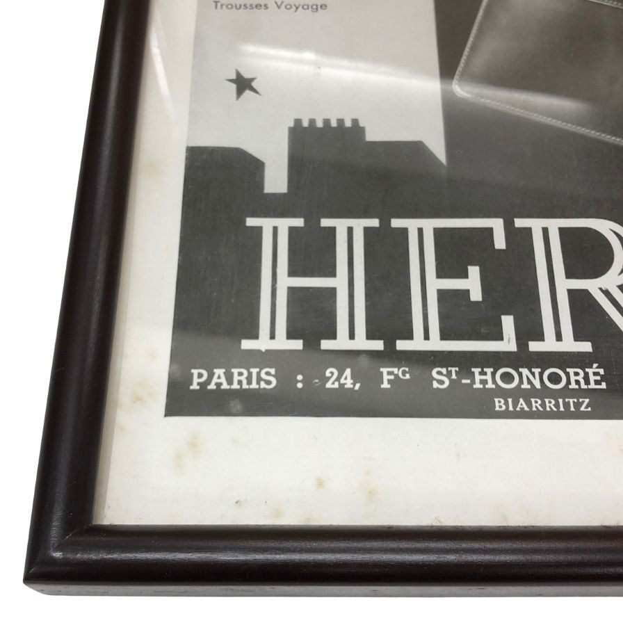 エルメス ポスター リストウォッチ 鞄 時計 1931年代 ヴィンテージ 額付き HERMES【AFE13】【中古】