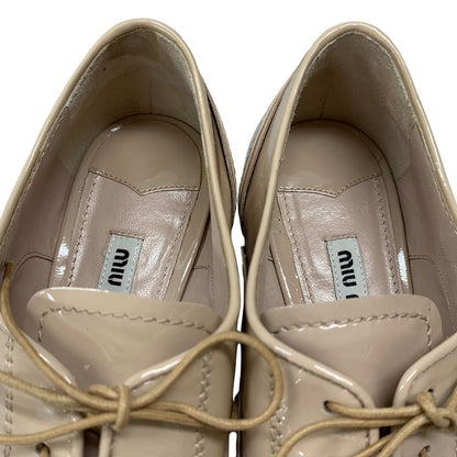 ミュウミュウ レザーシューズ エナメル ビジュー ピンク サイズ39 レディース MIUMIU 約25.5cm【AFD9-2】