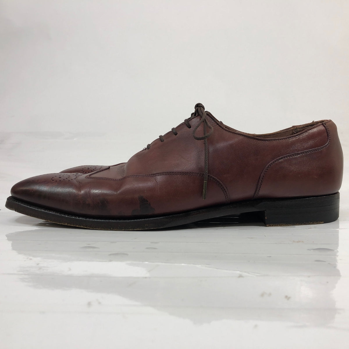 クロケット&ジョーンズ レザーシューズ TRESHAM ブラインドブローグ カーフ バーガンディ メンズ サイズUK9D CROCKETT&JONES 約27.5cm【AFC44】