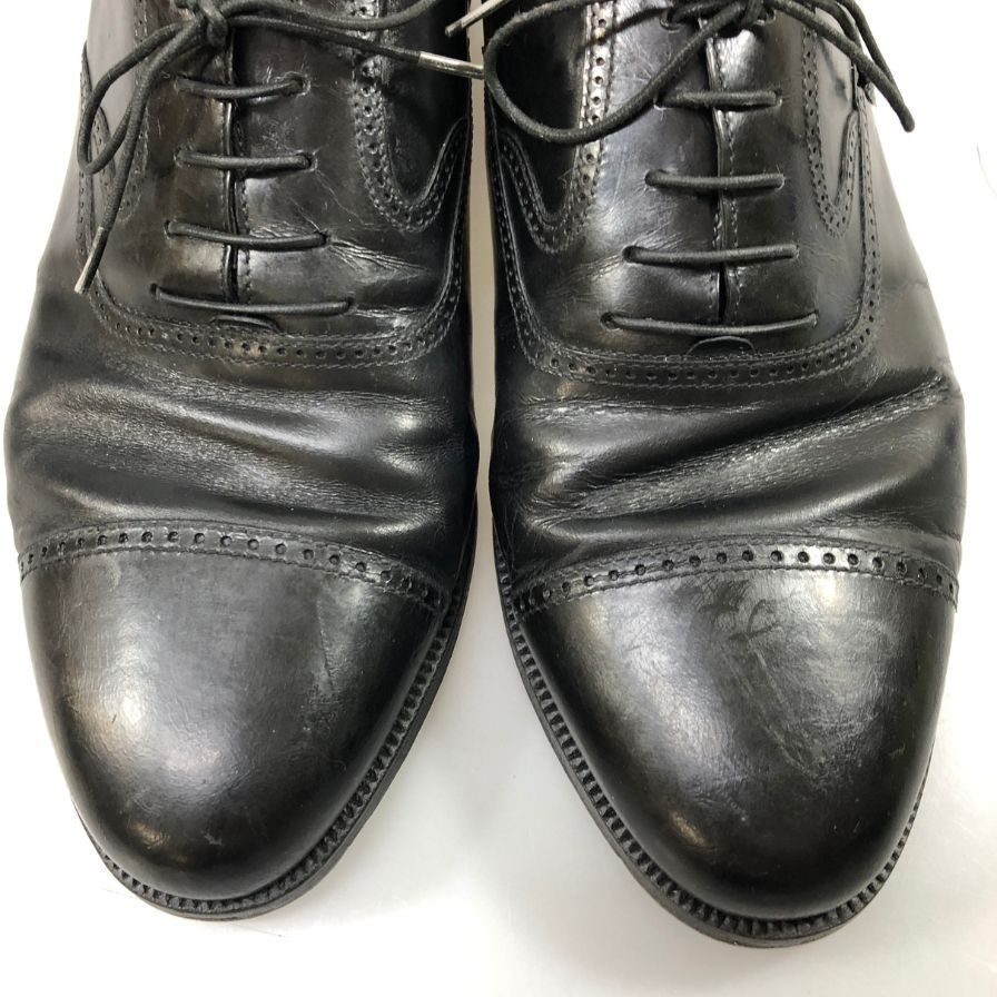サルヴァトーレフェラガモ レザーシューズ 9553 パンチドキャップトゥ ブラック サイズUK8.5E Salvatore Ferragamo 約27.0cm【AFC43】