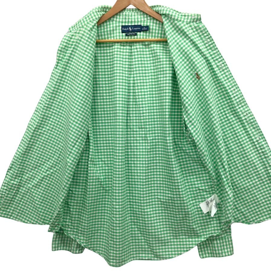 美品◆ラルフローレン 長袖シャツ チェック グリーン メンズ サイズXL Ralph Lauren 【AFB45】