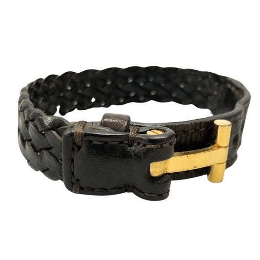 トムフォード ブレスレット レザー ゴールド金具 ブラック メンズ TOM FORD
