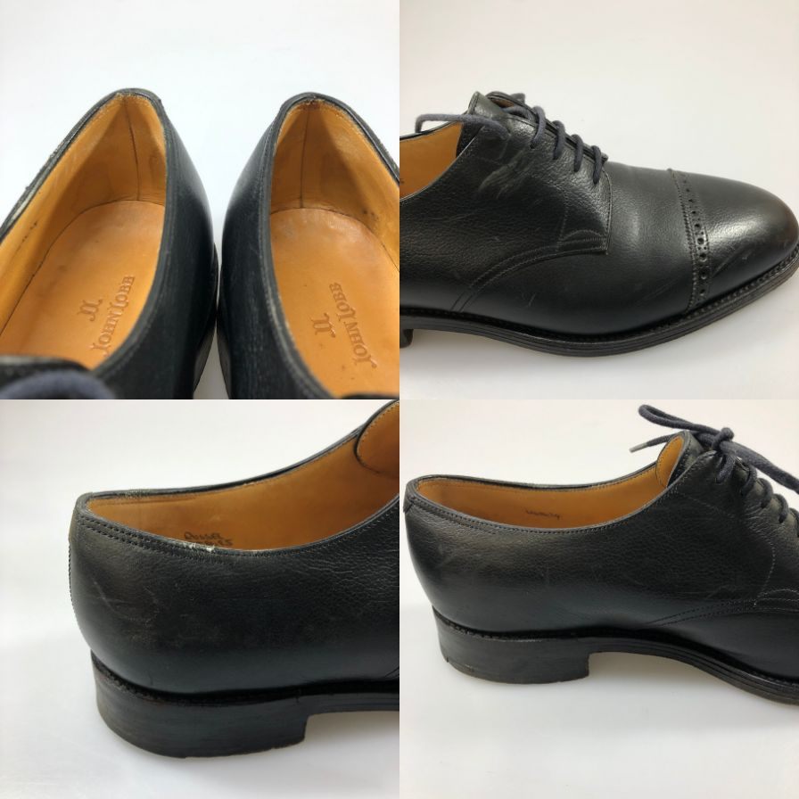 ジョンロブ ラッセル パンチドキャップトゥ ブラック サイズ8E JOHN LOBB ビジネスシューズ 約26.5cm【LA】【中古】