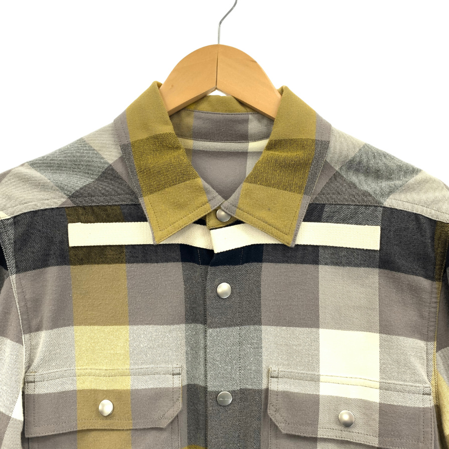 Good Condition ◆ Rick Owens Long Sleeve Shirt RU01B1729-CP Check Outer Yellow x Gray Size 48 Rick Owens Men's [AFB39] 