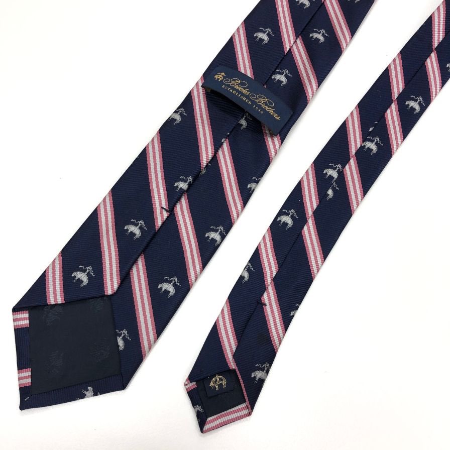 ブルックスブラザーズ ネクタイ ストライプ ロゴ メンズ ネイビー  Brooks Brothers【AFI20】