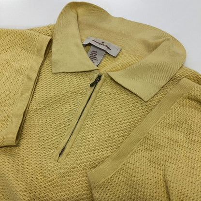 極美品◆エルメネジルドゼニア ニットポロシャツ コットン イエロー サイズL/52 Ermenegildo Zegna 【AFB33】