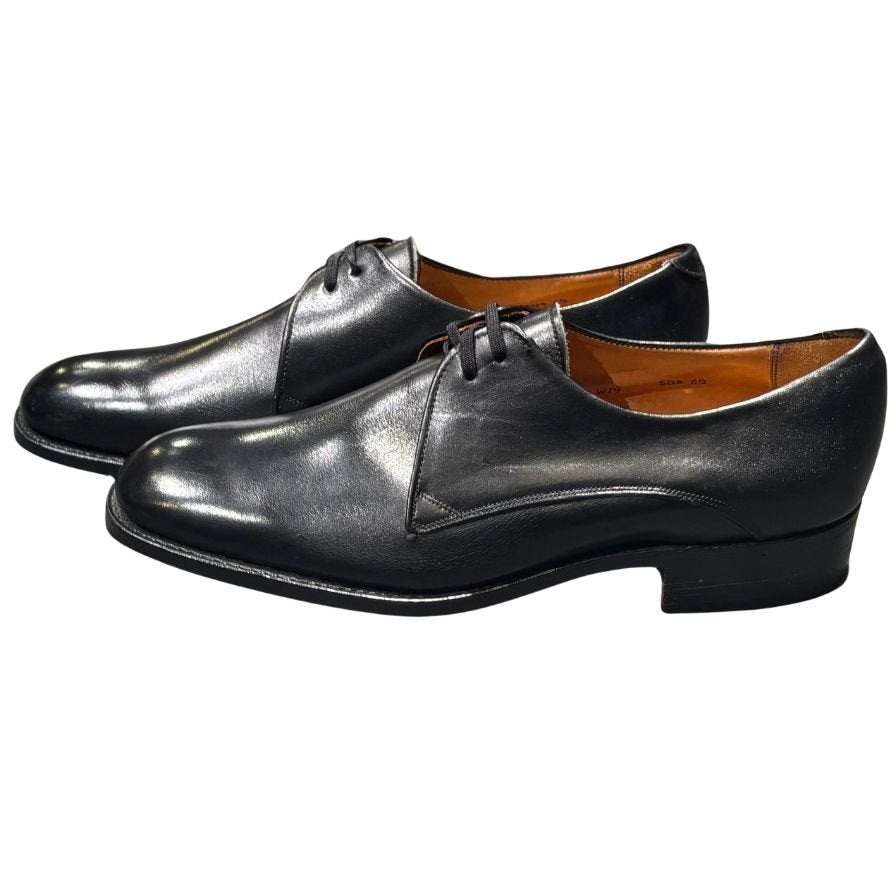 トリッカーズ レザーシューズ 筆記体ロゴ プレーントゥ ブラック サイズ6.5 メンズ Tricker's ビジネスシューズ 約25.0cm【LA】【中古】