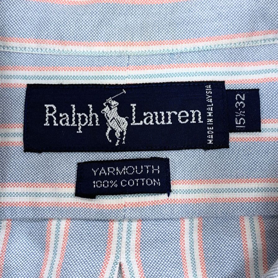 ラルフローレン 長袖シャツ ボタンダウン ストライプ ブルー系 メンズ サイズ15.5 Ralph Lauren【LA】
