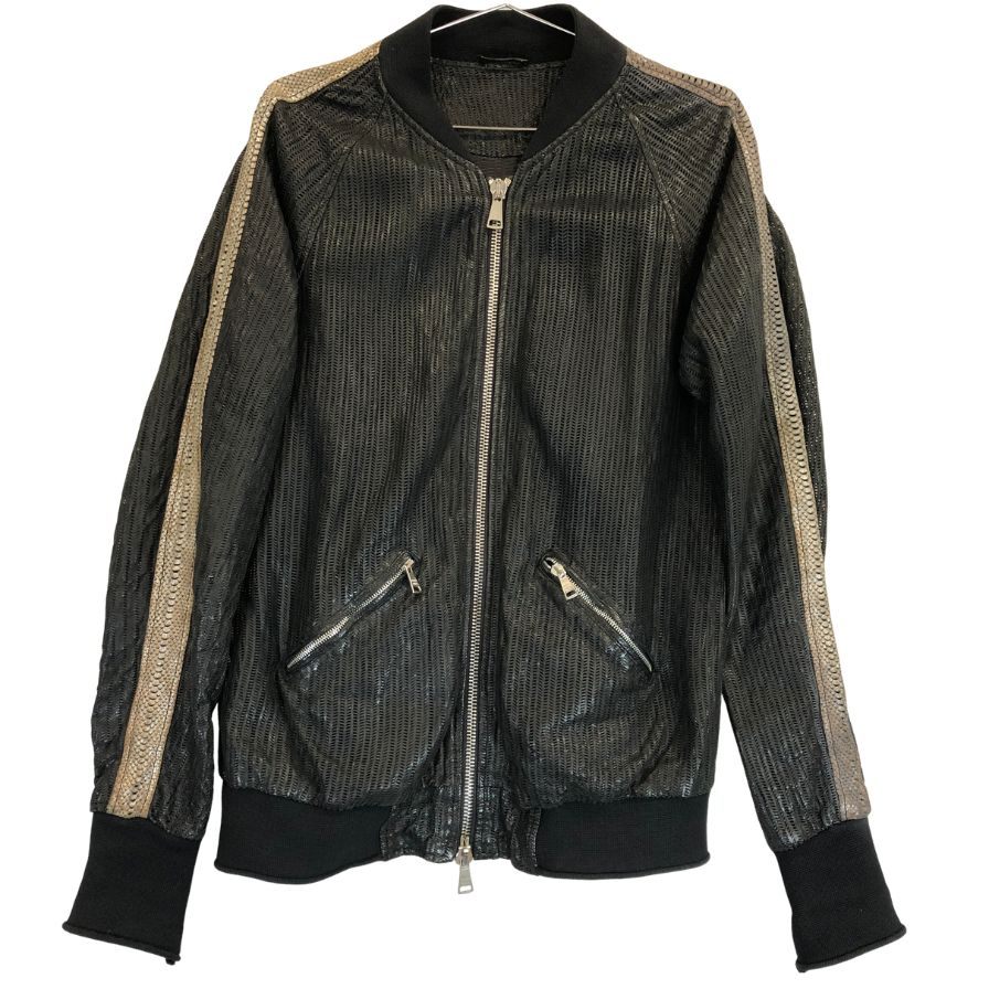 美品◆ジョルジオ ブラット ジャケット ラムレザー メッシュ メンズ サイズ46 ブラック GIORGIOBRATO 【AFF22】