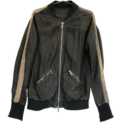 美品◆ジョルジオ ブラット ジャケット ラムレザー メッシュ メンズ サイズ46 ブラック GIORGIOBRATO 【AFF22】