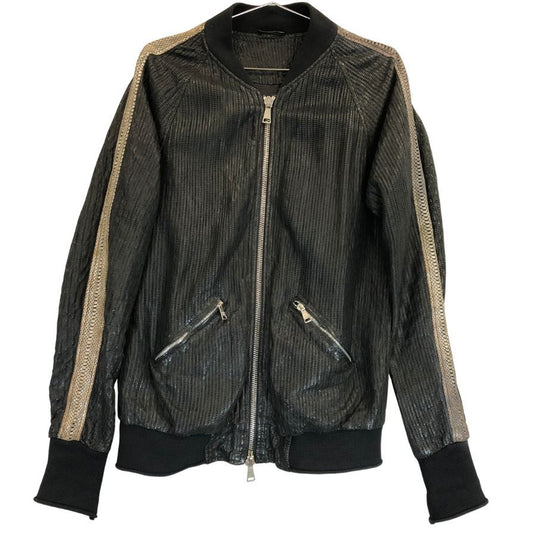 美品◆ジョルジオ ブラット ジャケット ラムレザー メッシュ メンズ サイズ46 ブラック GIORGIOBRATO 【AFF22】