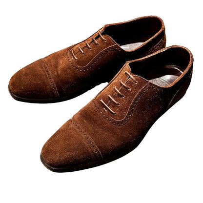 クロケット&ジョーンズ レザーシューズ アルバニー アデレード スエード  ブラウン メンズ サイズUK8D Crockett&Jones ビジネスシューズ 約26.5cm【LA】【中古】