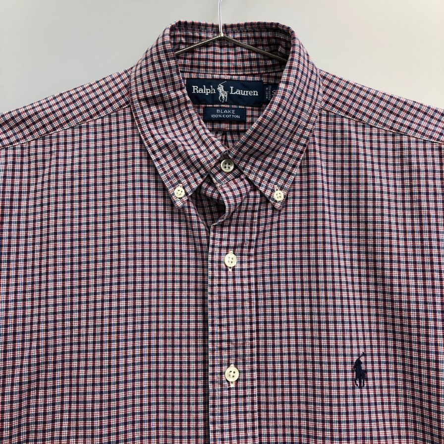 美品◆ラルフローレン ボタンダウンシャツ 90 オールド BLAKE チェック ボルドー系 メンズ サイズS Ralph Lauren 【AFB40】