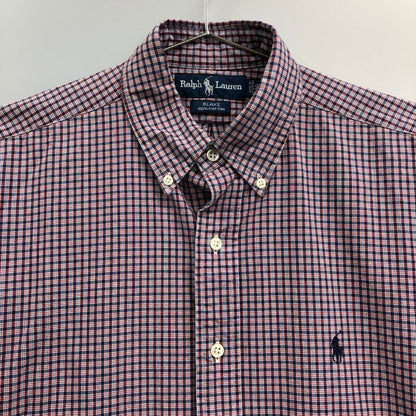 美品◆ラルフローレン ボタンダウンシャツ 90 オールド BLAKE チェック ボルドー系 メンズ サイズS Ralph Lauren 【AFB40】