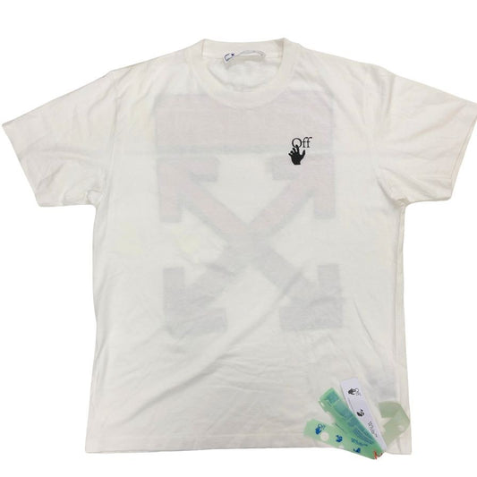 新品同様◆オフホワイト 半袖Tシャツ バックプリント マーカー スリム ロゴ プリント OMAA027R21JER003 ホワイト メンズ サイズXXL OFF-WHITE MARKER S/S SLIM TEE 【AFB41】