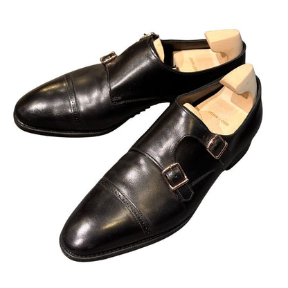 ジョンロブ レザーシューズ ダブルモンク フィリップ2 ダブルバックル ブラック メンズ サイズUK7.5E JOHN LOBB ビジネスシューズ 約26.0cm【LA】【中古】