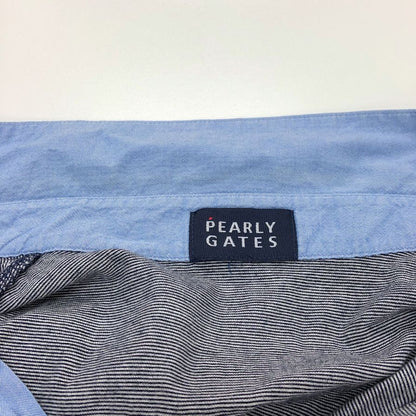 中古◆パーリーゲイツ ポロシャツ 半袖 切替 ボーダー プリント デザイン グレー メンズ サイズ4 PEARLY GATES 【AFB34】