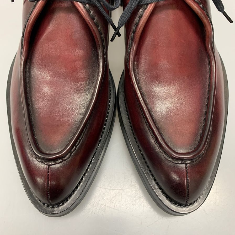 プラダ レザーシューズ Vチップ チロリアンシューズ メンズ バーガンディ サイズ8 PRADA 約26.5cm【AFD9-2】