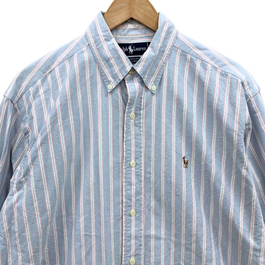ラルフローレン 長袖シャツ ボタンダウン ストライプ ブルー系 メンズ サイズ15.5 Ralph Lauren【LA】