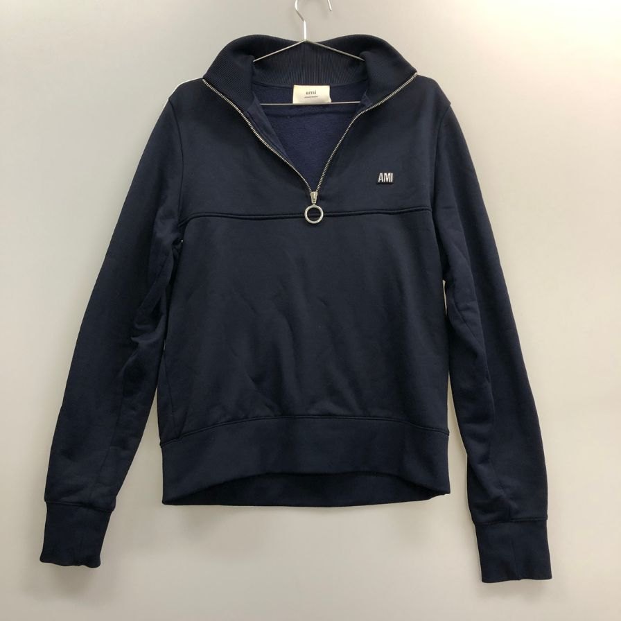 中古◆アミパリス トップス ハーフジップ トラックジャケット ワンポイント  サイズM メンズ ネイビーAMI 【AFB10】