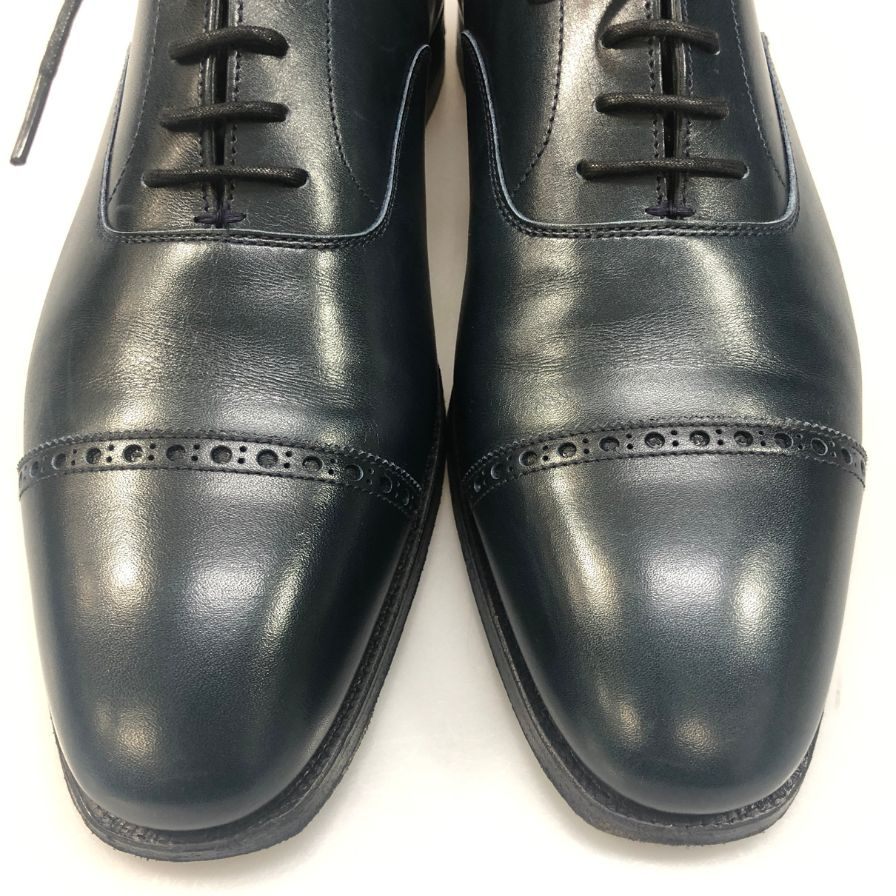 クロケット&ジョーンズ ストレートチップ レースアップシューズ X28360 メンズ ネイビー サイズ6E Crockett & Jones ビジネスシューズ 約25.5cm【LA】【中古】