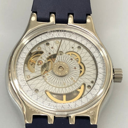 スウォッチ 腕時計 自動巻き オートマチック ラバーバンド 19 JEWELS シルバー系 SWATCH【AFI27】