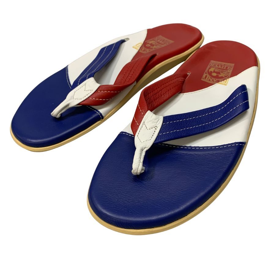 アイランドスリッパ ビーチサンダル レザー トリコロール ホワイト レッド ブルー メンズ サイズ13 ISLAND SLIPPER 約31+cm【AFC35】
