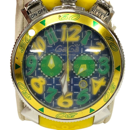 ガガミラノ 6050.LE.02 マヌアーレ 48 ブルー クオーツ  GaGa MILANO【AFI2】【中古】