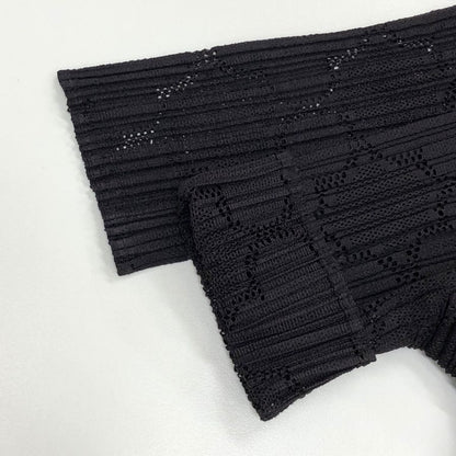 極美品◆プリーツプリーズ 半袖ワンピース クローバー柄 バックスリット ブラウン サイズ3 レディース PP81-JH626 PLEATS PLEASE ISSEY MIYAKE 【AFB36】