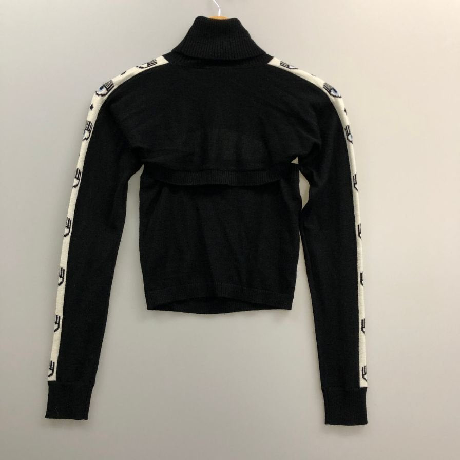 中古◆キアラ フェラーニ ニット 2ピース 袖ライン ブラック サイズS Chiara Ferragni 【AFB17】