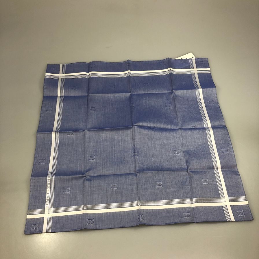 エルメス ハンカチ コットン100% ブルー系 レディース HERMES【AFI18-3】【中古】