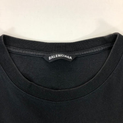 美品◆バレンシアガ Tシャツ コットン 613968  フロントロゴ ブラック サイズM BALENCIAGA 【AFB33】
