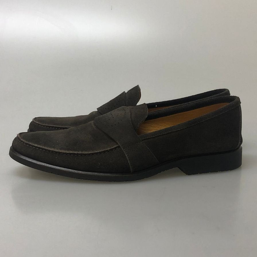 エルメス パンチングロゴ ローファー スエード グレー サイズ41ハーフ Hermès 約26.5cm【AFC9】