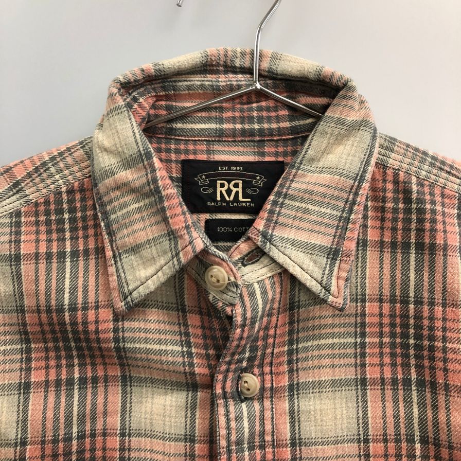 美品◆ダブルアールエル 長袖シャツ チェック 00S 1つ星タグ ピンク系 メンズ サイズ1 RRL 【AFB29】