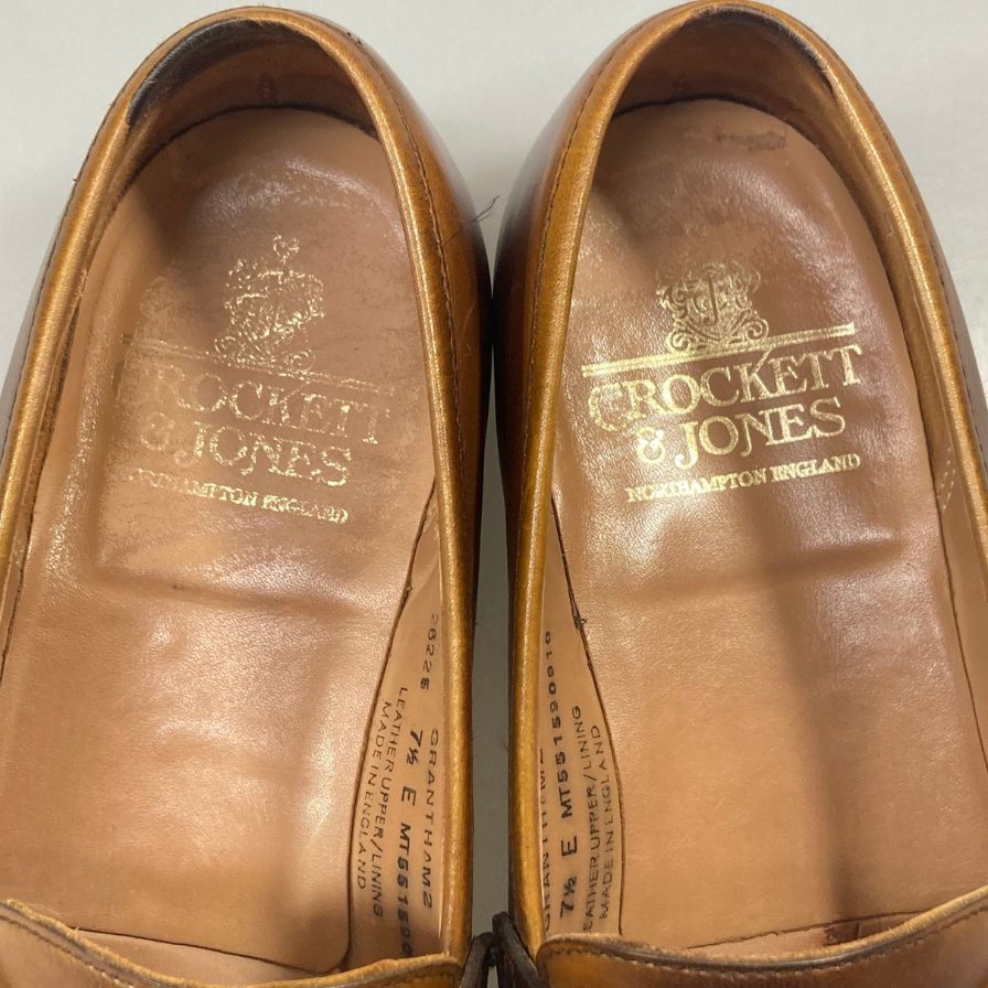 クロケット&ジョーンズ ローファー グランサム2 ペニー コイン カーフ レザー ブラウン メンズ サイズUK7.5E Crockett&Jone ローファー 約26.0cm【LA】【中古】
