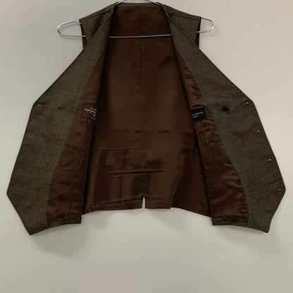 極美品◆ユニバーサルランゲージ ベスト ダブル カノニコ サイズ46 ブラウン系 ツイード調 メンズ VITALE BARBERIS CANONICO UNIVERSAL LANGUAGE 【AFB12】