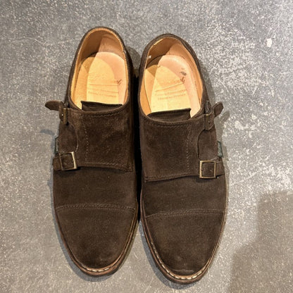 パラブーツ レザーシューズ ダブルモンクストラップ ウィリアム スエード メンズ ブラウン サイズUK7 Paraboot ビジネスシューズ 約25.5cm【LA】【中古】