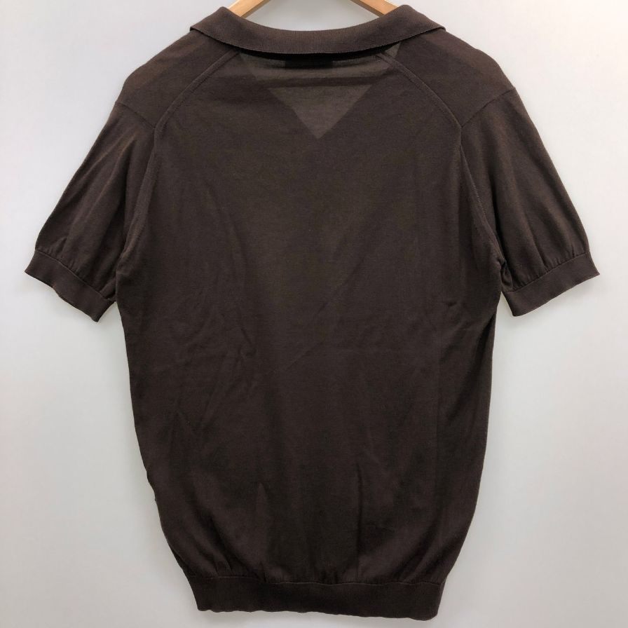 美品◆ジョンスメドレー ニットポロ メンズ サイズS ブラウン JOHN SMEDLEY 【AFB14】